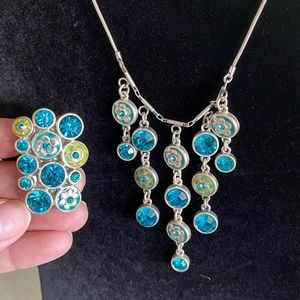 Turquoise floral Ring and Necklace set